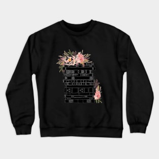 Watercolor flowers and stack of books Crewneck Sweatshirt